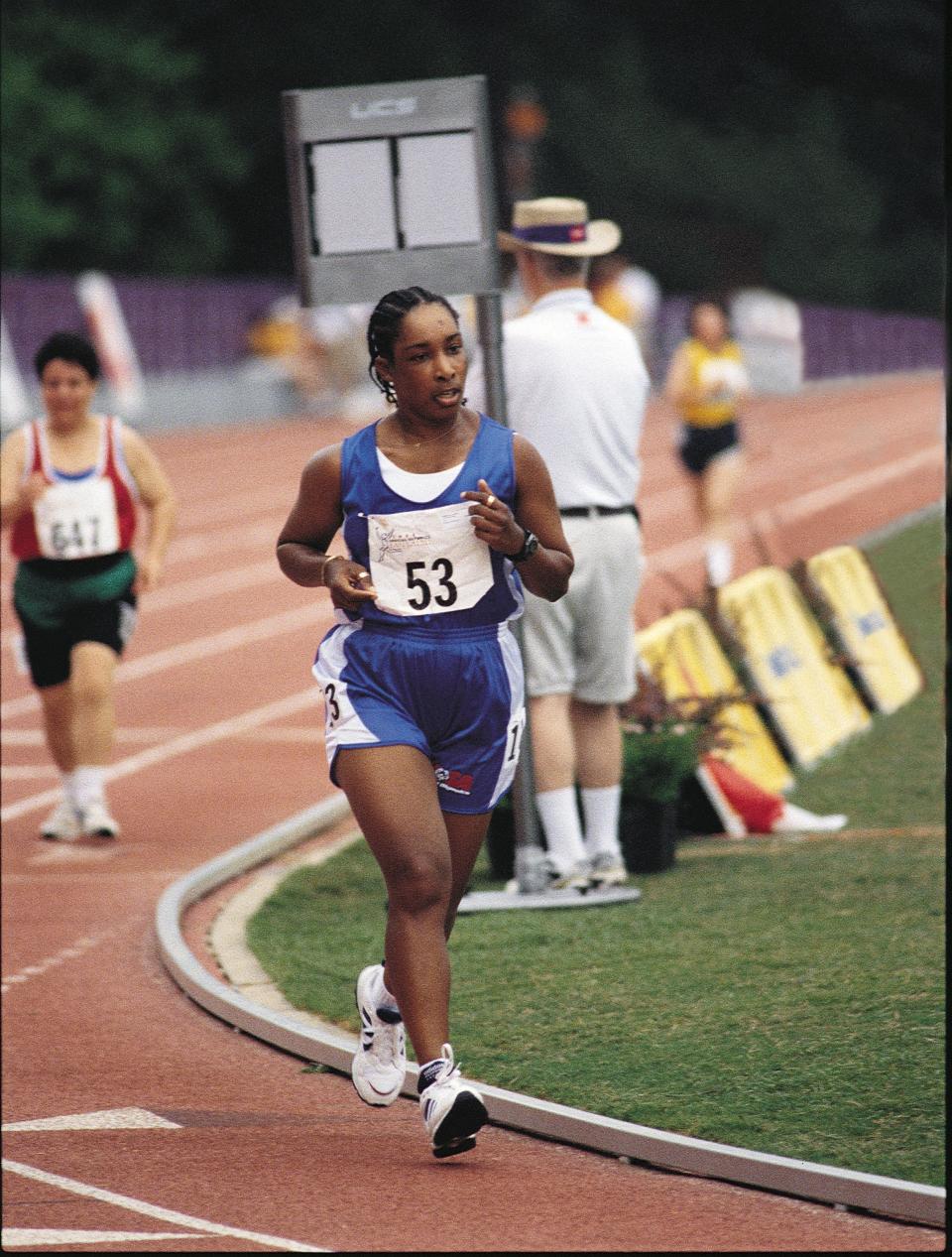 Loretta Claiborne runs in the 1999 World Summer Games in North Carolina.