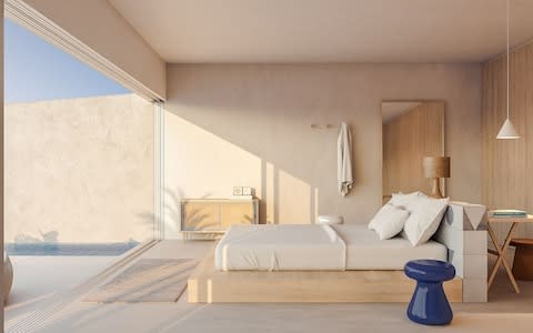 A suite bedroom at Andronis Arcadia