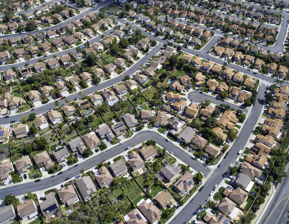 Aerial view of a suburb