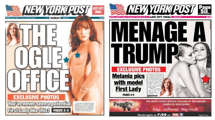 The front pages of the New York Post in August. (New York Post)