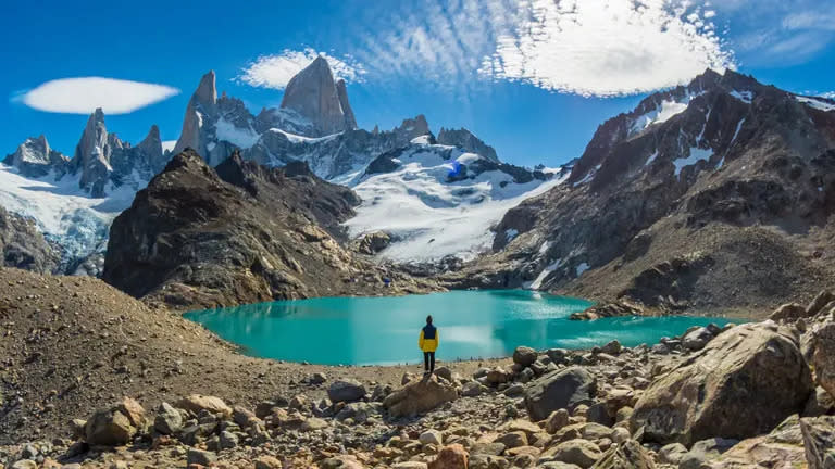 El Cerro Fitz Roy en el Parque Nacional Los Glaciares, provincia de Santa Cruz.