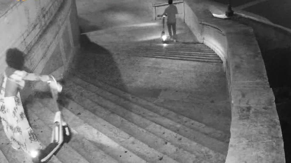 In June, two Americans threw their scooters down the Spanish Steps, damaging the monument. - Polizia Roma Capitale