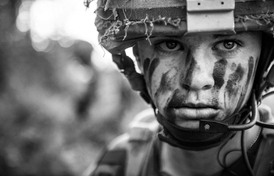 <p>Sergeant Jonathan Van Zyl, who was based in Germany for 11 years, captured this close-up photo during Exercise Northern Strike in America. Father-of-two Jonathan, who lives in Andover, said: ‘It was one of those moments; you just saw it and you took it.<br>‘It wasn’t planned or anything, but it works. I think it’s the soldier’s eyes, looking into his eyes, it draws you into it.’ (SWNS) </p>