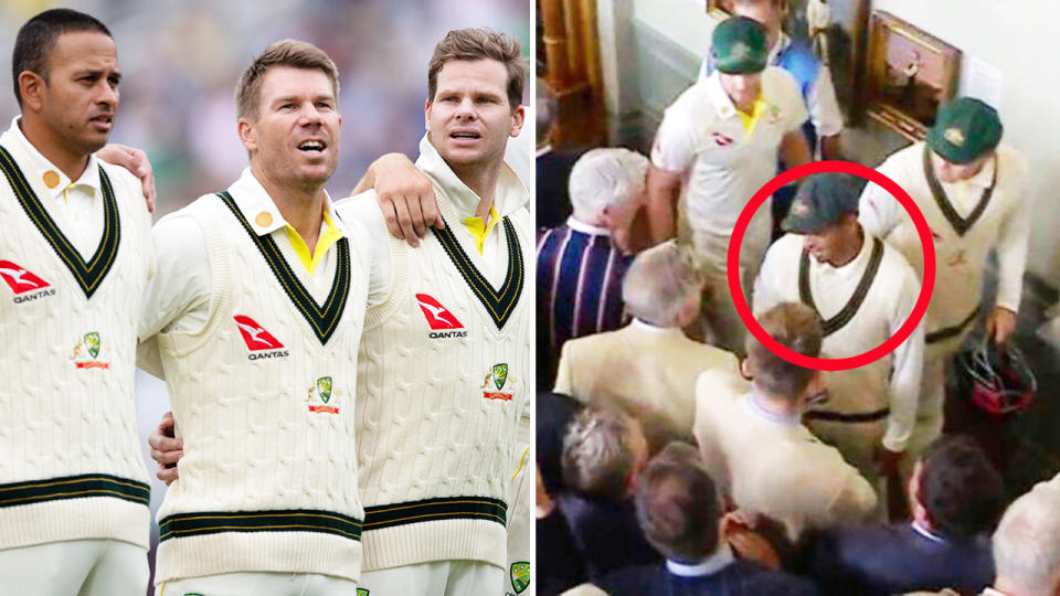 Australian cricket players, pictured here being abused by MCC members in the Lord's Long Room during the Ashes.