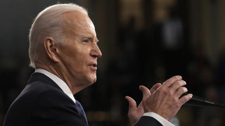 President Biden in profile shot looking to right