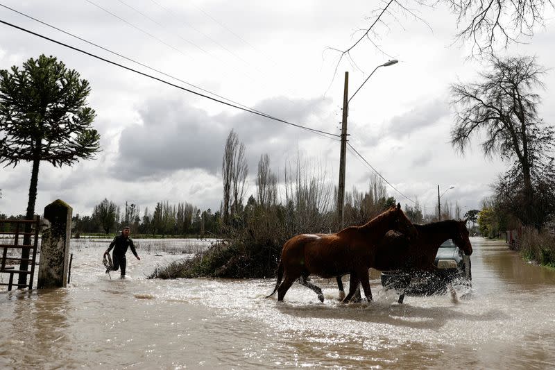 FILE PHOTO: Heavy rains hit Chile's central-south areas, in Cabrero