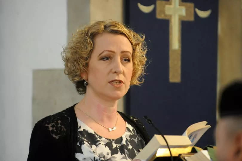 Colin Armitage's grand-daughter Louise Beech, speaking at a memorial service at All Saints' Church, North Ferriby, to remember him, in 2017