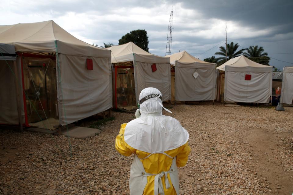 A health worker wearing Ebola protection gear at the Ebola treatment centre in Beni (REUTERS)