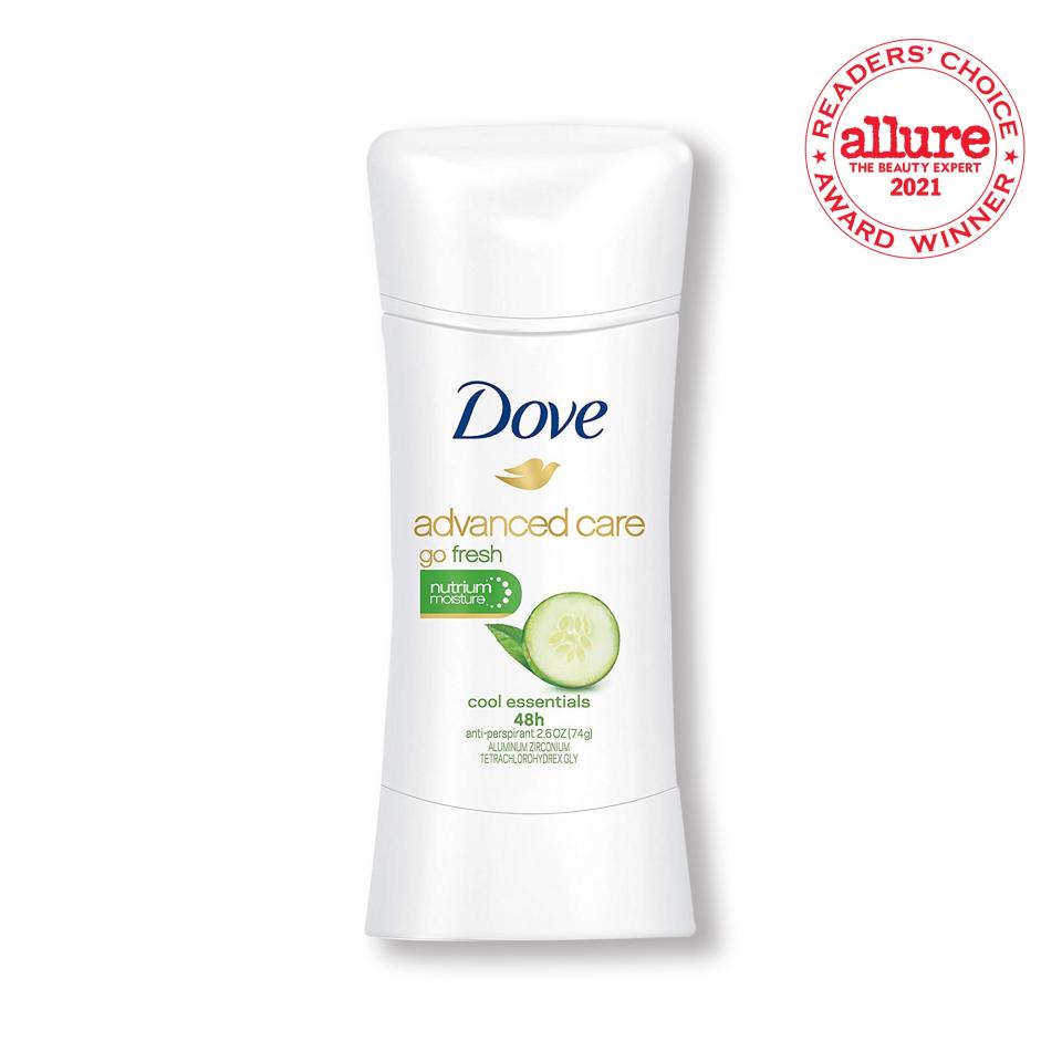 <strong>Antiperspirant:</strong> Dove Advanced Care Antiperspirant (Cool Essentials Variant)
