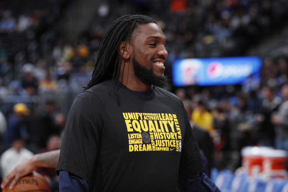 Kenneth Faried is reportedly leaving Denver for Brooklyn in a package deal that amounts to a salary dump for the Nuggets. (AP)