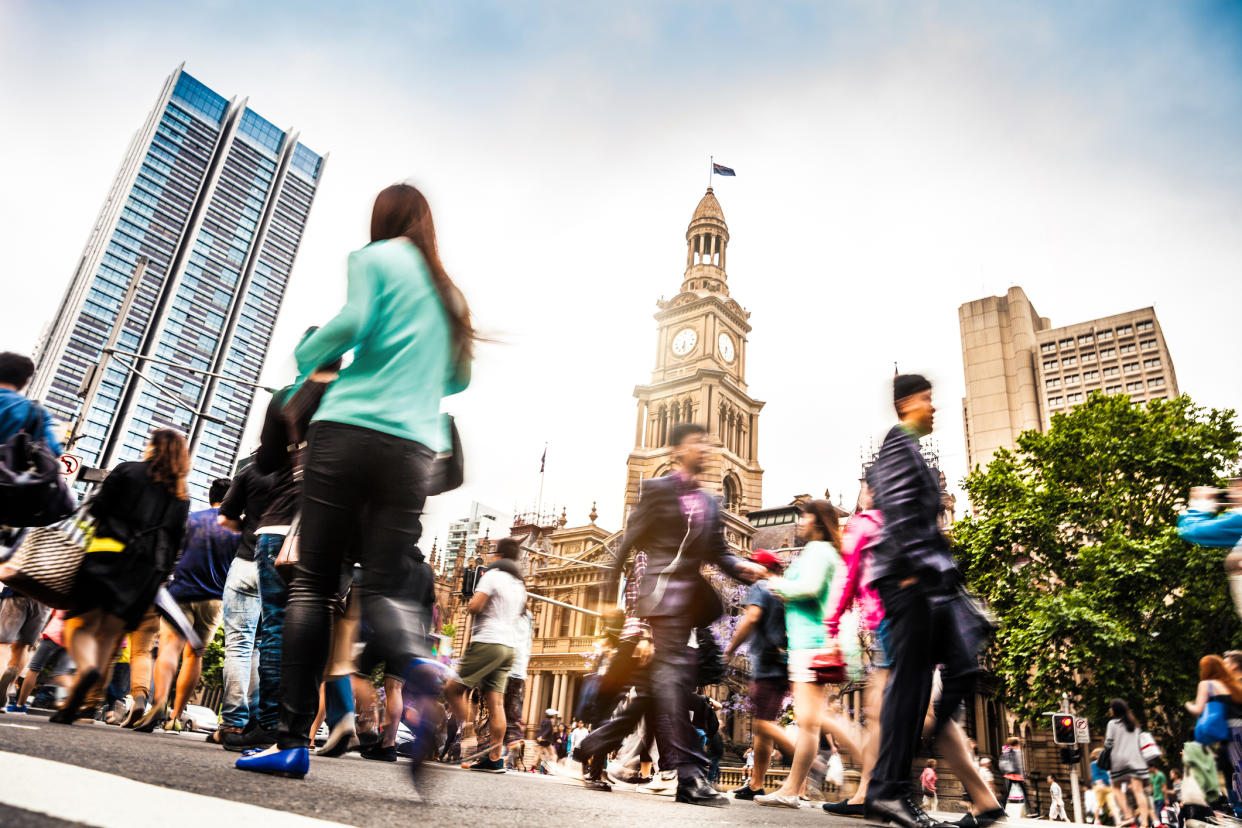 Pictured: Busy Sydney street. Image: Getty