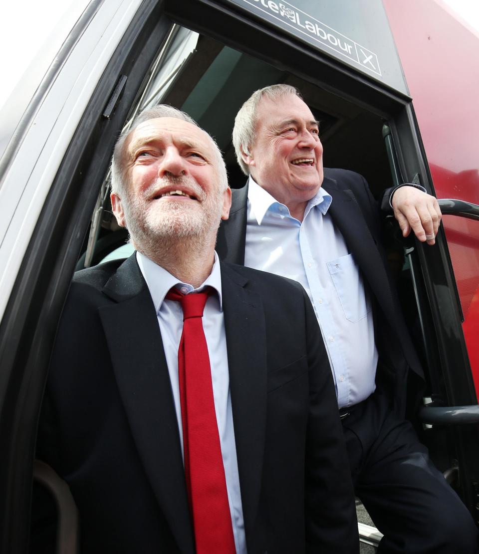 John Prescott, right, campaigns with Jeremy Corbyn in Hull ahead of the 2017 general election (PA)