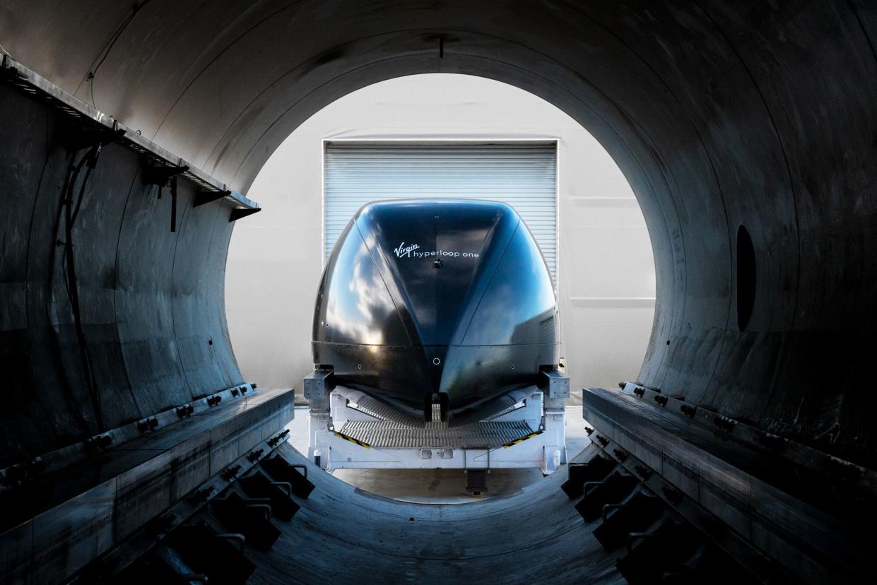 The XP-1 pod in Nevada. (Photo: Virgin Hyperloop One).