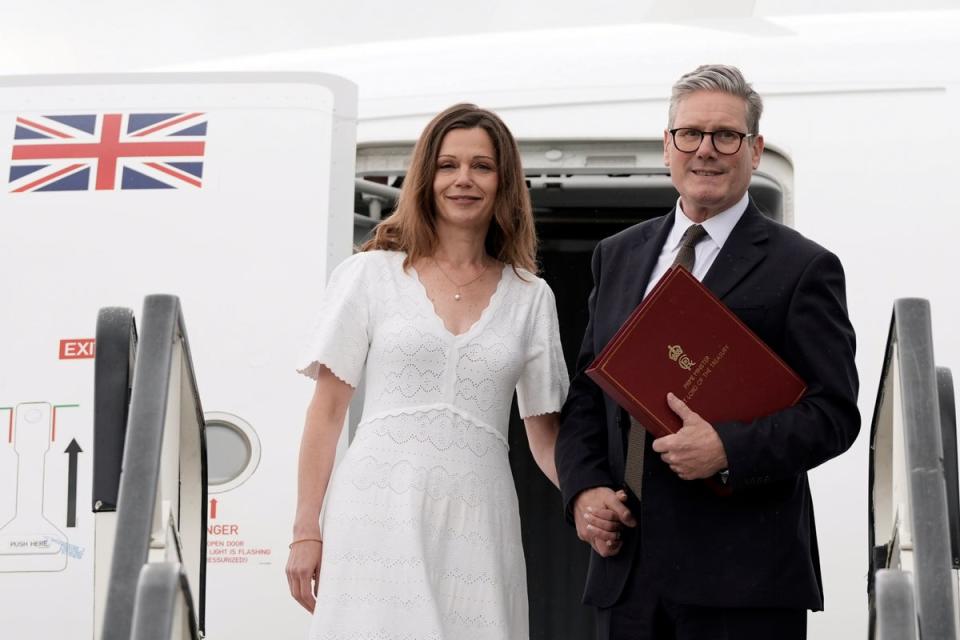 Keir Starmer and his wife Victoria leave for Washington (AP)