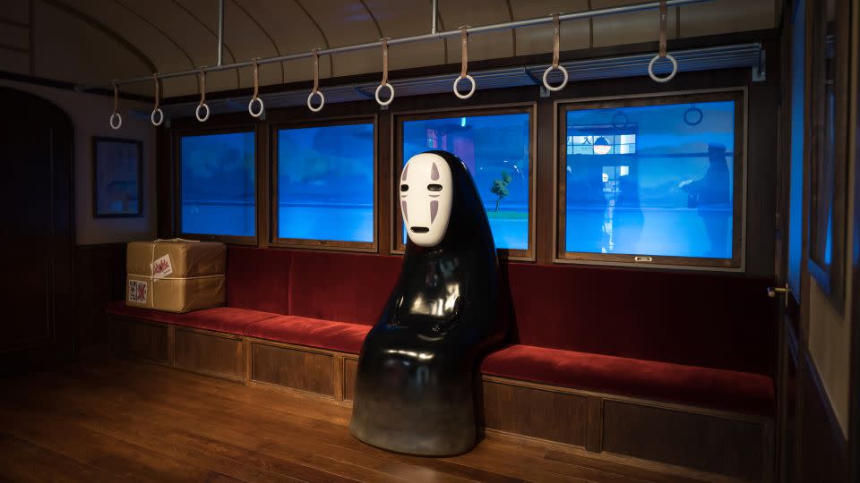 In the Ghibli Park's Grand Warehouse, visitors can get "Spirited Away" with No-Face on a replica train. - Tomohiro Ohsumi/Getty Images