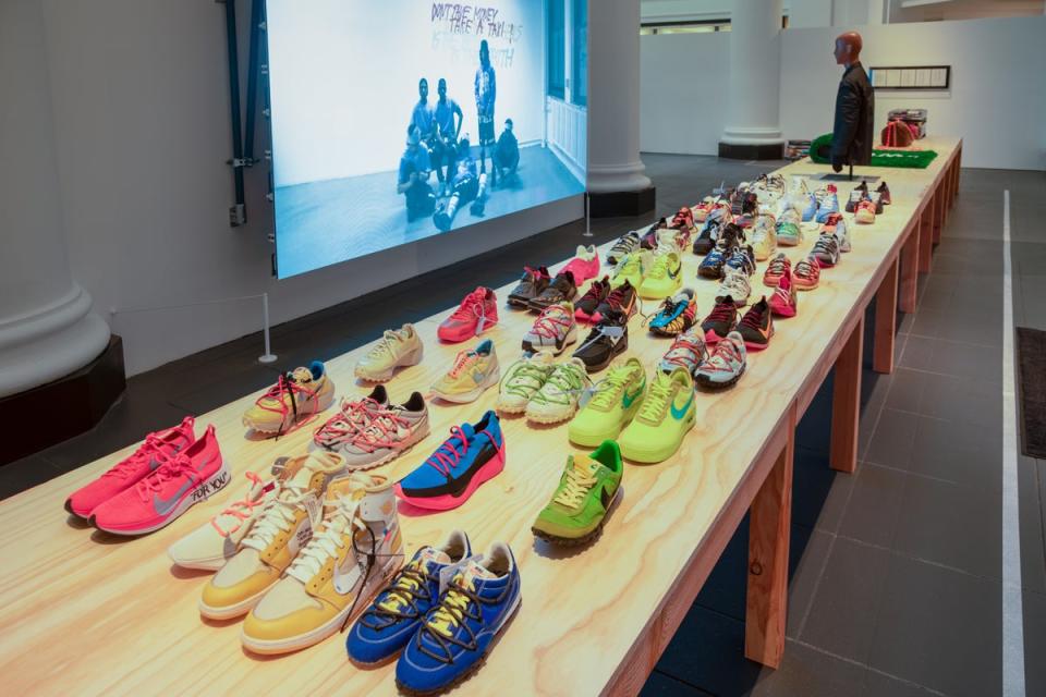 Sneakers on display at ‘Figures of Speech' (Brooklyn Museum)