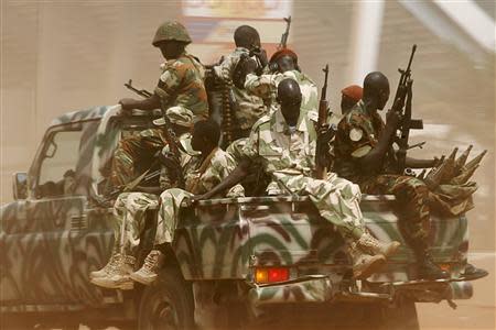 Seleka soldiers patrol in Bangui December 3, 2013. REUTERS/Emmanuel Braun