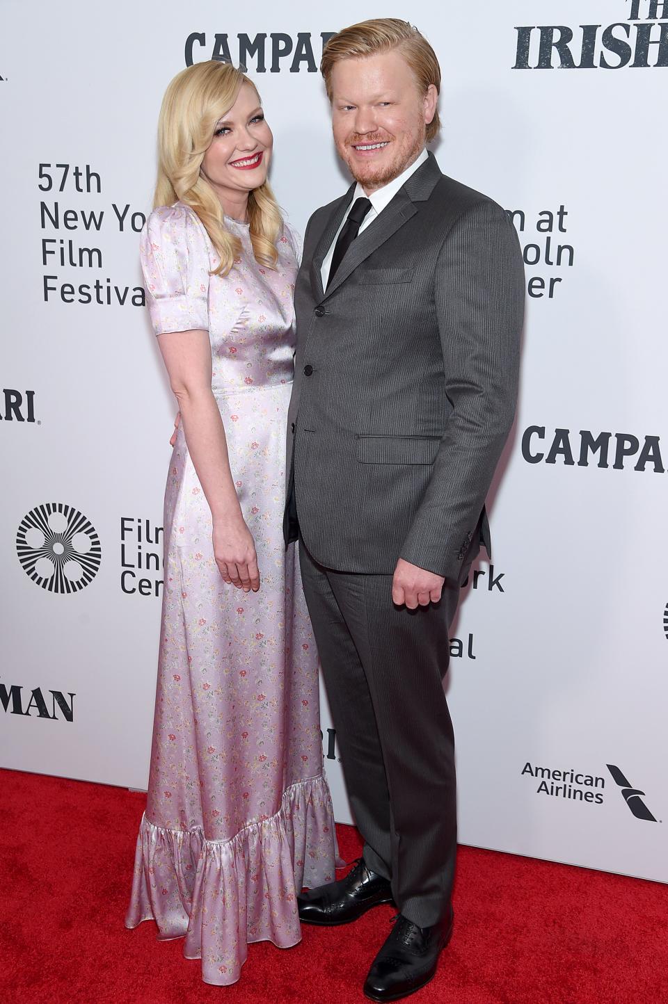 Kirsten Dunst, left, and husband Jesse Plemons in New York in 2019.