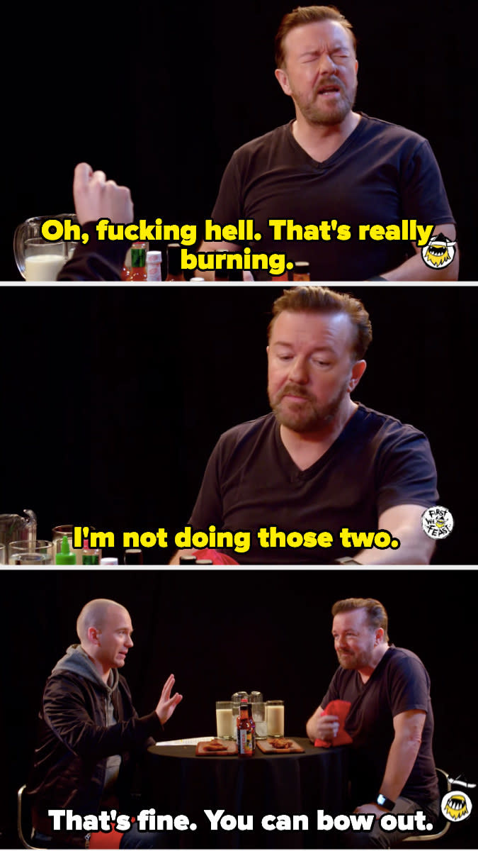 Ricky Gervais saying he's not doing the last two wings