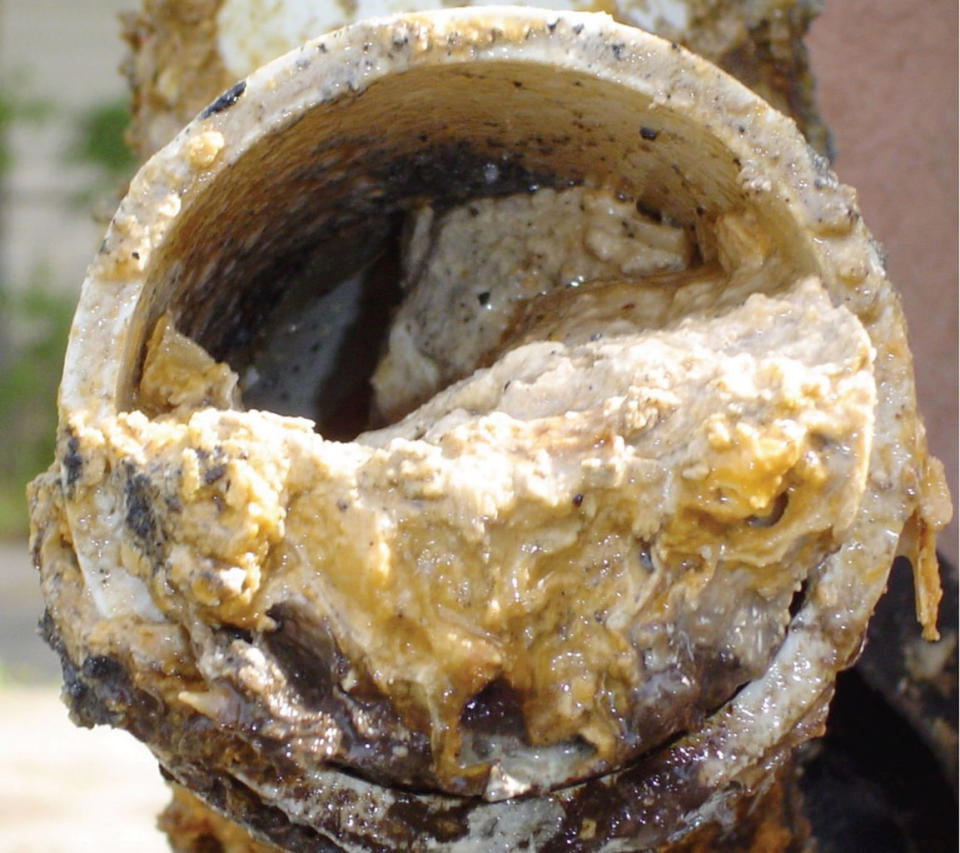 Here's what a fat-clogged pipe looks like, according to Thames Water. <cite>Thames Water</cite>