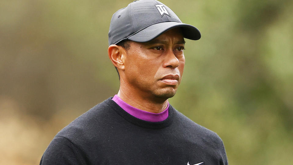 Tiger Woods has reportedly said his golfing career 'can't end like this' from hospital, days after suffering serious leg injuries in a car accident. (Photo by Ezra Shaw/Getty Images)