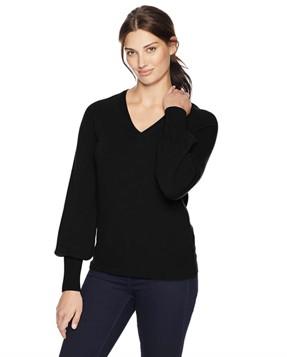 Lark & Ro Women's Sweaters V Neck Cashmere Sweater with Bell Sleeves (Photo: Amazon)