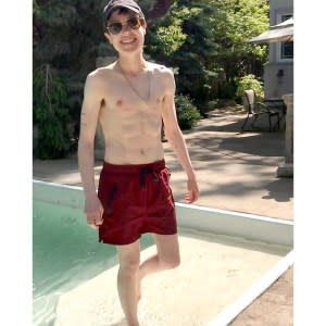 Elliot Page Shows Off Abs Trans BB First Swim Trunks Photo