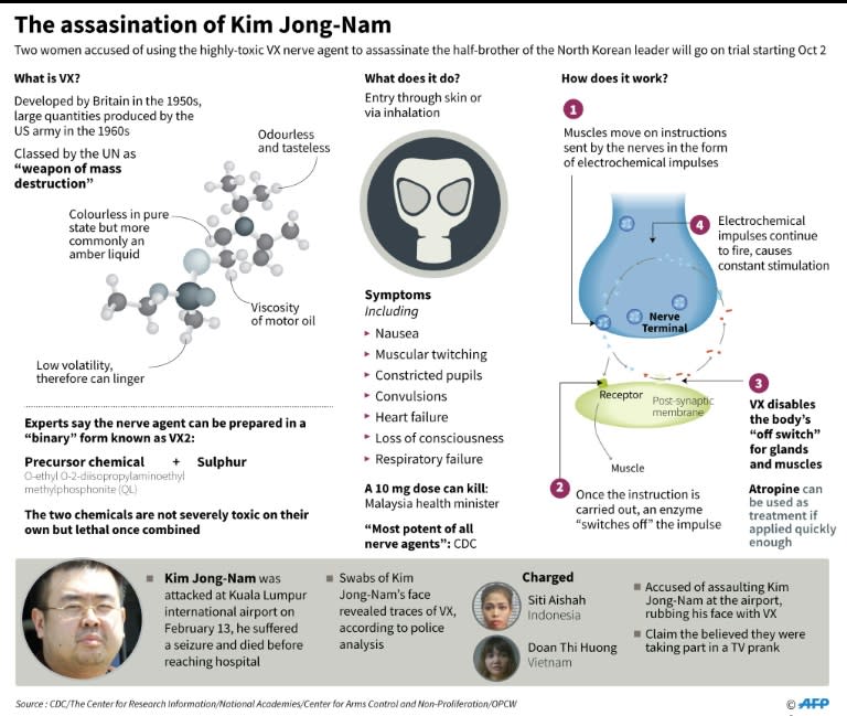 Factfile on the lethal nerve agent VX. Two women accused of the Cold War-style assassination of the half-brother of North Korea's leader go on trial next week