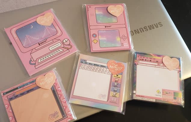 A set of five retro-inspired notepads