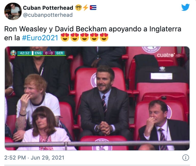 Los usuarios reaccionaron ante la presencia de Beckham y Ed Sheeran en la Eurocopa