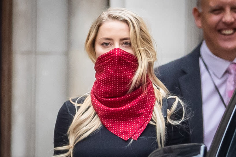 Actress Amber Heard leaves the High Court in London following a hearing in Johnny Depp's libel case against the publishers of The Sun and its executive editor, Dan Wootton.