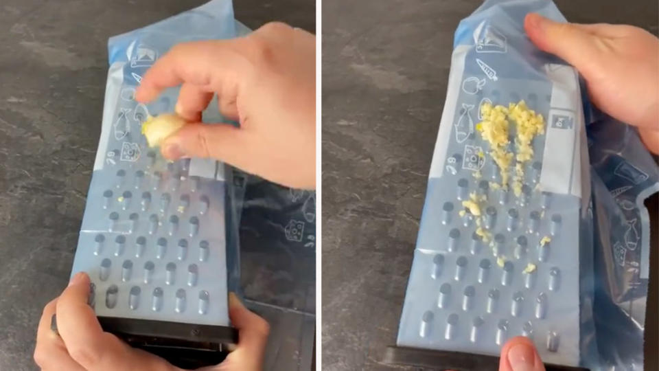 A TikTok user's kitchen hack involving garlic has divided opinion, with some calling it plain 'lazy'. Photo: TikTok/@kanisrezepte