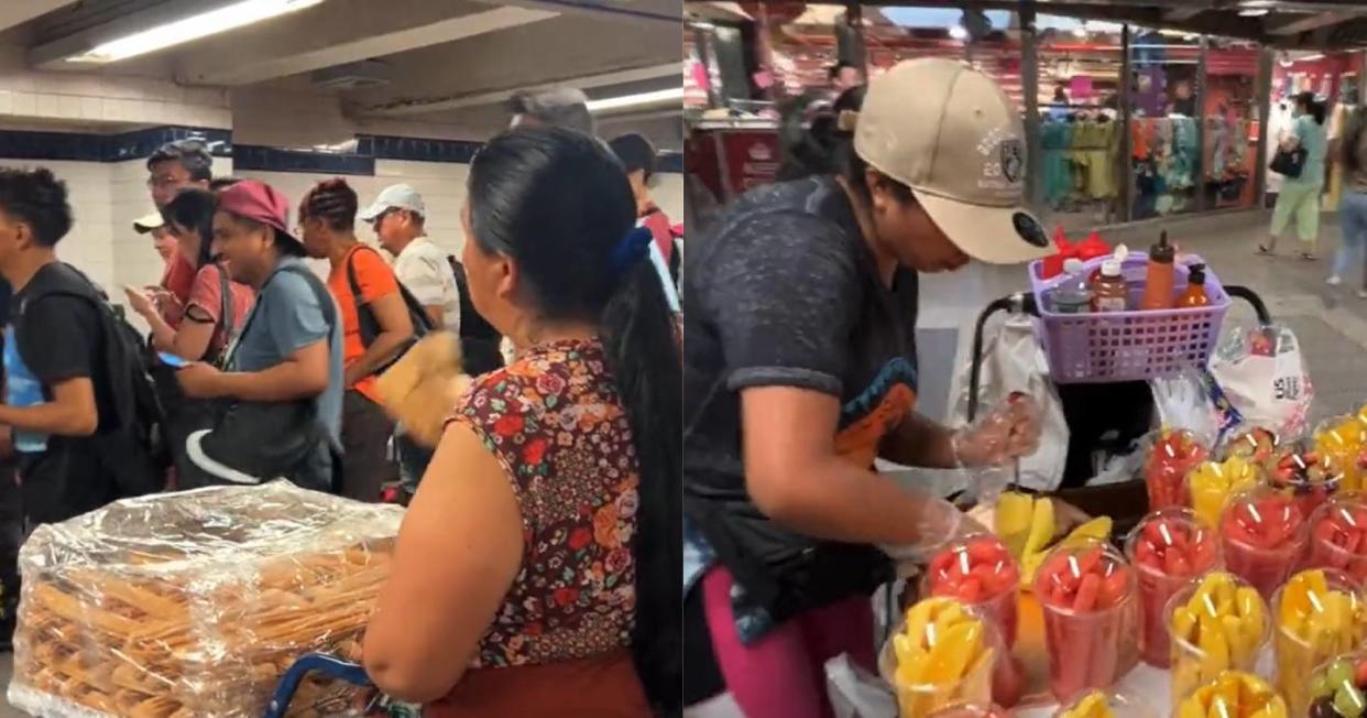 No es el Metro de la CDMX, es el de Nueva York en donde migrantes venden comida. Foto: Captura de video X vía @RebsBrannon