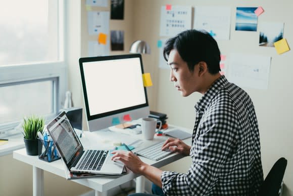 Man working at a computer