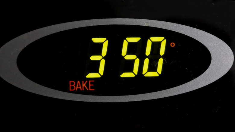 oven set to 350 F