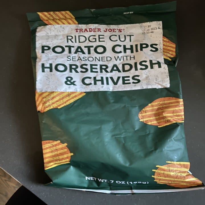 empty bag of ridge cut potato chips