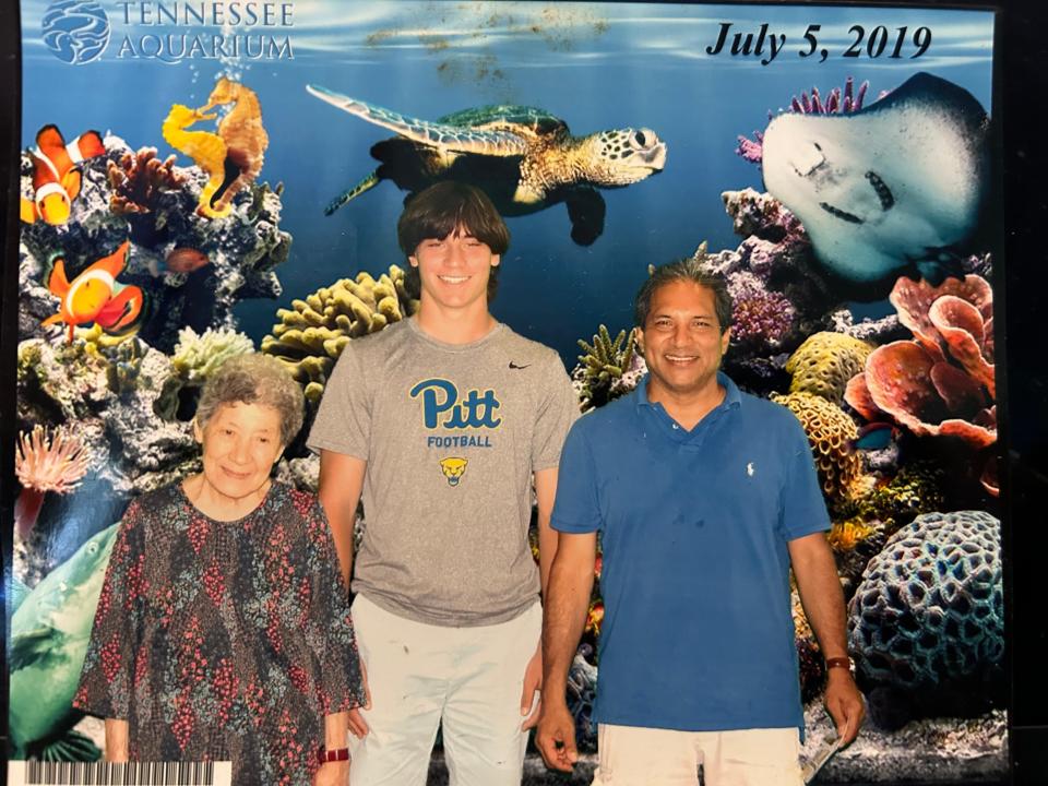 Oak Ridge native Ram Uppuluri, far right, is seen with his mother Shigeko and son Adam at the Tennessee Aquarium in Chattanooga in 2019. Ram will be speaking on his mother's 'remarkable' life at the Mother's Day meeting of Altrusa International of Oak Ridge on May 8.