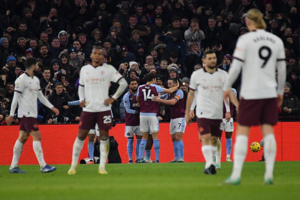 Manchester City were unable to score a crucial goal against Aston Villa (AP)