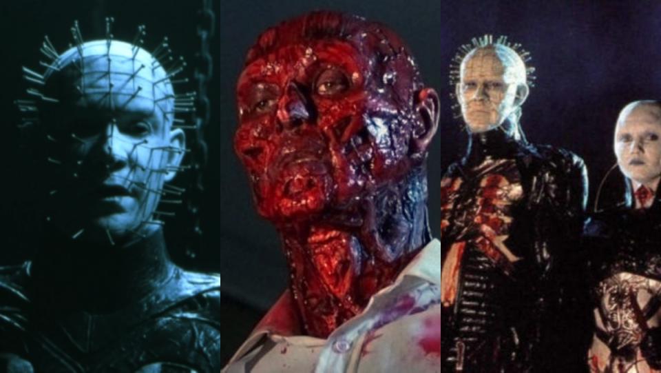 split image of three different hellraiser films with pinhead movie ranking list 