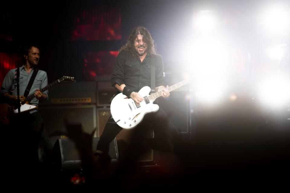 Dave Grohl of Foo Fighters performs at  Bonnaroo in Manchester, Tenn., Sunday, June 18, 2023. 