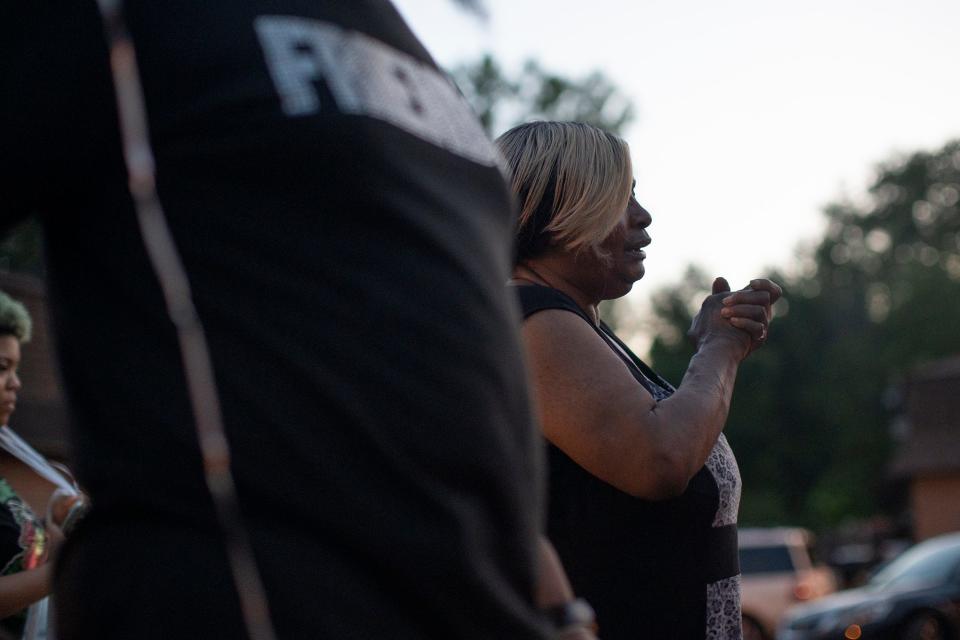 Nadine Young, 61, right, vows to get justice for her pregnant granddaughter, Ta'Kiya Young, who was shot and killed by Blendon Township police outside the Sunbury Road Kroger on Thursday. Her unborn child also died.