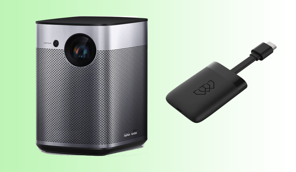 The Xgimi Halo projector can run for up to two hours on battery power, and it has built-in speakers and streaming apps. So why the free dongle? Read on to find out. (Photo: Xgimi)