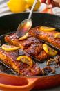 <p>This savory-sweet <a href="https://www.delish.com/cooking/recipe-ideas/g2039/salmon-recipes/" rel="nofollow noopener" target="_blank" data-ylk="slk:salmon;elm:context_link;itc:0;sec:content-canvas" class="link ">salmon</a> never disappoints. Searing <a href="https://www.delish.com/cooking/recipe-ideas/g40515821/fish-recipes/" rel="nofollow noopener" target="_blank" data-ylk="slk:fish;elm:context_link;itc:0;sec:content-canvas" class="link ">fish</a> might seem intimidating, but once you get the hang of it, it'll be second nature. Serve alongside some <a href="https://www.delish.com/cooking/recipe-ideas/a25564976/how-to-make-cauliflower-rice/" rel="nofollow noopener" target="_blank" data-ylk="slk:cauliflower rice;elm:context_link;itc:0;sec:content-canvas" class="link ">cauliflower rice</a> for a perfect Kosher meal (swap the soy sauce for imitation OU-P if you are avoiding <em>kitniyot</em>). </p><p>Get the <strong><a href="https://www.delish.com/cooking/recipe-ideas/recipes/a55762/honey-garlic-glazed-salmon-recipe/" rel="nofollow noopener" target="_blank" data-ylk="slk:Honey Garlic Glazed Salmon recipe;elm:context_link;itc:0;sec:content-canvas" class="link ">Honey Garlic Glazed Salmon recipe</a></strong>.</p>
