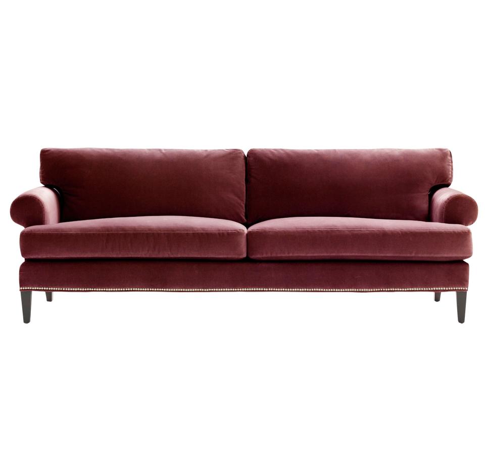 Smith sofa upholstered in avignon in merlot; $3,030. mgbwhome​.com