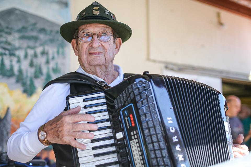 Dick Albriska plays the accordion at the 2022 Oklahoma Czech Festival in Yukon.