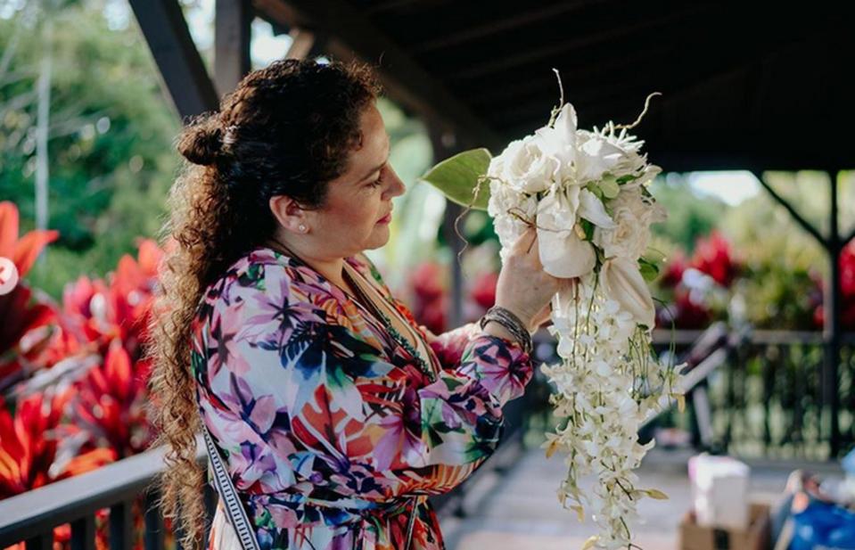 Finishing touches were put on the flowers. According to Johnson, very few people were in on the plans. "To carry out my #1 goal of complete privacy, no wedding planners or outside resources were hired. Everything you see was created by hand, by staff and family only," <a href="https://www.instagram.com/p/B12ca_WFooj/" rel="nofollow noopener" target="_blank" data-ylk="slk:he wrote on Instagram;elm:context_link;itc:0;sec:content-canvas" class="link ">he wrote on Instagram</a>. "The end results were spectacular and @laurenhashianofficial and I will forever be grateful for helping our hearts sing on this day."