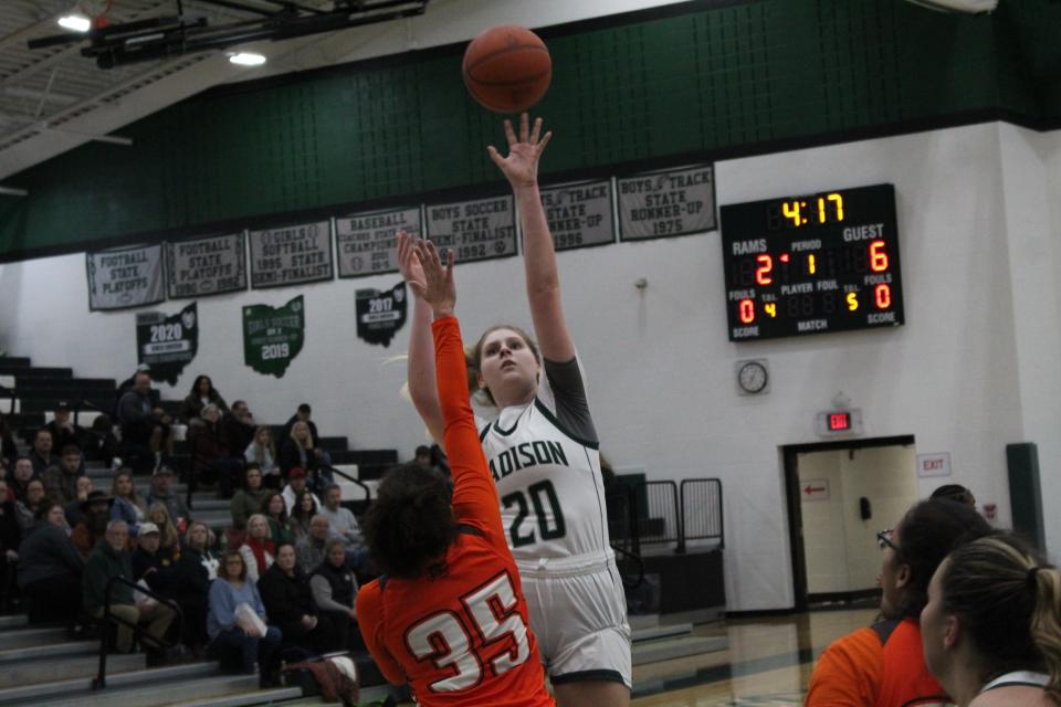 Madison's Chloe Ebeling shoots a jumpshot. She scored a team-high 15 points against the Tygers.
