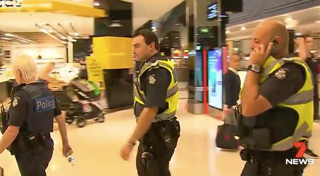 Police at the scene of the attack at Fountain Gate Shopping Centre. Photo: 7 News