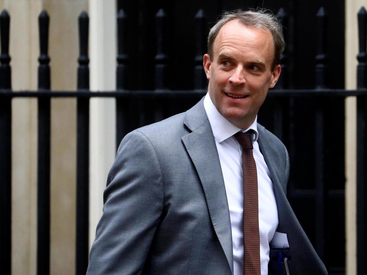 Foreign secretary Dominic Raab at Downing Street, London, on 2 July, 2020: REUTERS/Hannah McKay