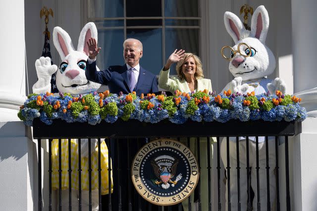 ANDREW CABALLERO-REYNOLDS/AFP via Getty The Bidens at the White House Easter Egg Roll
